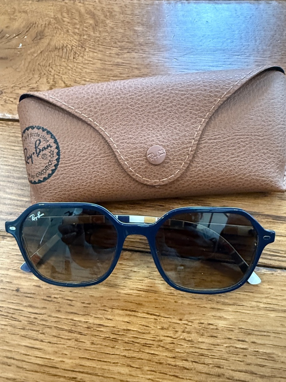 Ray-Ban womens Blue Frame Sunglasses with Brown Lenses